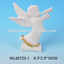 Wholesale white porcelain angel figurine for home decoration